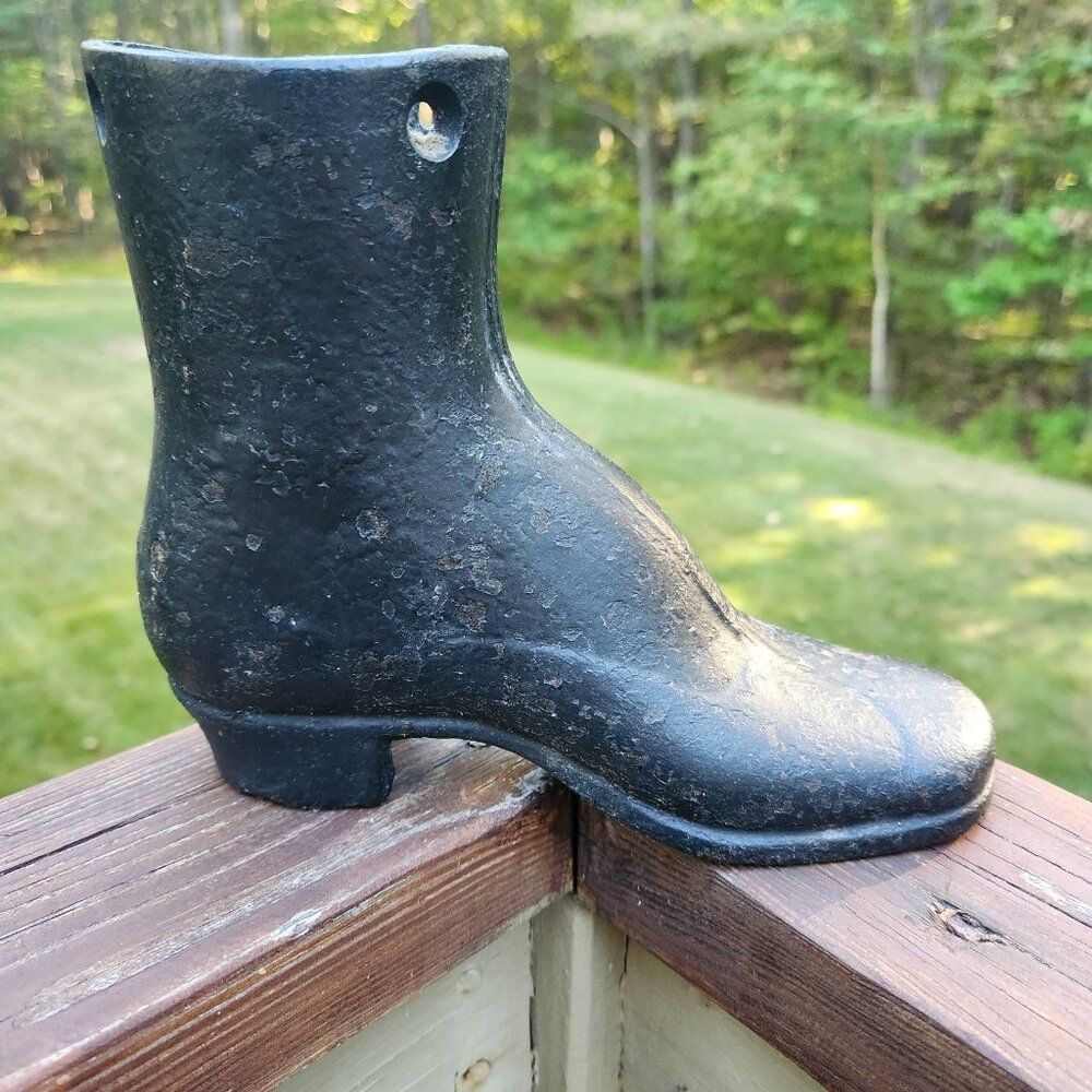 Antique Cast Iron Mens Boot Shoe Mannequin No Buttons RARE Doll Store Display - Picture 2 of 8